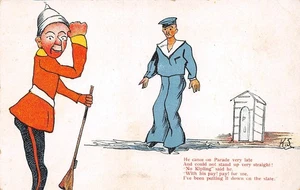 POSTCARD  COMIC  MILITARY   THEME  SENTRY DUTY - Picture 1 of 2