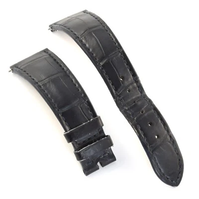 Auténtica correa de reloj Patek Philippe negra de cocodrilo para hombre de 21 mm a 16 mm de ancho Foto 1 de 4
