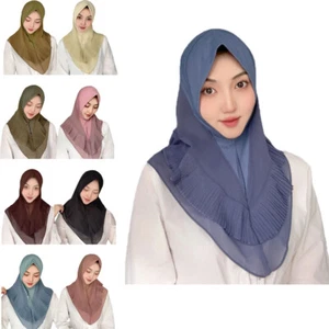 Instant Turban Headscarf Wrap Shawl for Women Muslim Islamic Pull On Scarf Hijab - Picture 1 of 38
