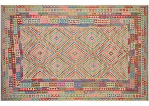 Afghan Maimana Kelim Teppich 300x500 Handgewebt Bunt Geometrisch Handarbeit - Picture 1 of 5