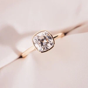 1.40 CT Cushion Cut Lab Grown Diamond Vintage Proposal Gift Ring 10k Yellow Gold - Picture 1 of 9
