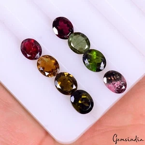 Certified Natural Multi Tourmaline Oval Shape Loose Gemstone Lot 6x5 MM 4.8 CT - Picture 1 of 8
