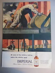 1946 IMPERIAL WHISKEY Männer bringen Fässer ins Regalhaus ins Alter Vintage Kunstdruck Anzeige - Bild 1 von 1