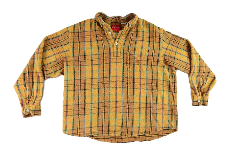 SUPREME Para Hombres Mediano Pullover Franela a Cuadros Camisa Bordada Bolsillo en el Pecho Logo Foto 1 de 4