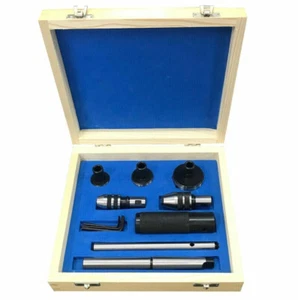 Lathe Tailstock Tap & Die Holder Kit MT2 Shank Threading Tapping Set Wooden Box - Picture 1 of 17