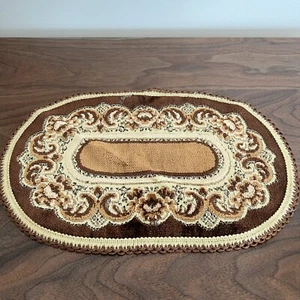 Alfombra texturizada ovalada tapiz belga floral vintage miniatura para casa de muñecas 1:12 - Imagen 1 de 6