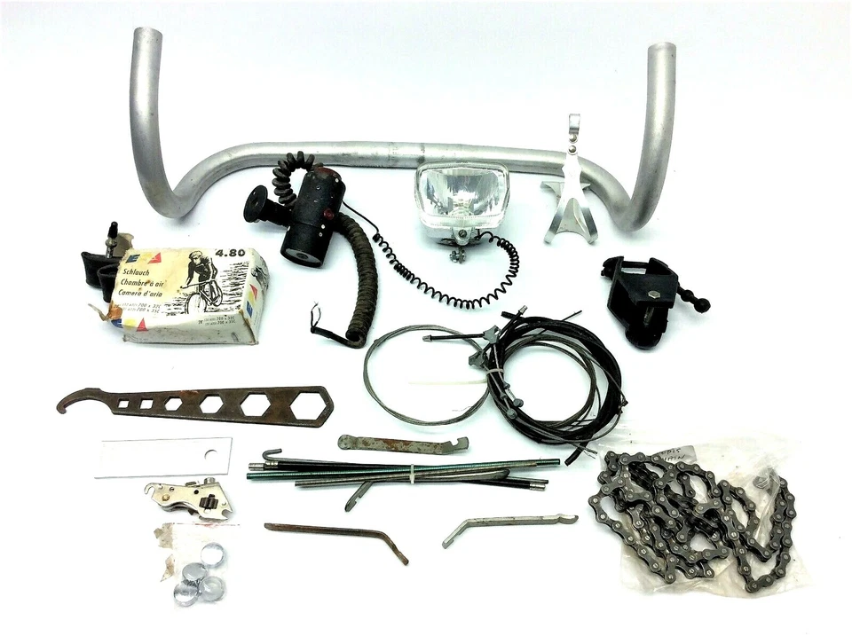 Lote Mixto De Colección Piezas Bicicleta Titec 7075 Manillar Sedis Cadena Faros Foto 1 de 4