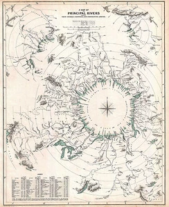 1834 Mapa de los principales ríos: cursos, países, longitudes. Póster de pared mundial - Imagen 1 de 2