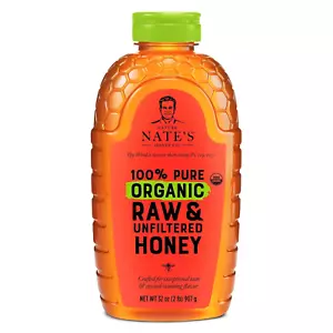 Nates Organic 100% Pure Raw & Unfiltered Honey USDA Certified Organic 32Oz NEW - Picture 1 of 12