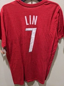 Rare Y2K Adidas NBA Houston Rockets Jeremy Lin #7 Taiwanese Lin Sanity Red Large - Picture 1 of 5