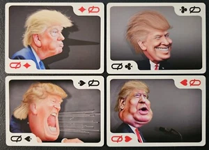 US President Donald Trump Funny Caricature Cartoon Playing Cards Set of 4 Queens - Picture 1 of 2