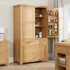 Cheshire Limed Oak Large Kitchen Larder Pantry Cupboard - Storage Cabinet - LR60 - Picture 1 of 15