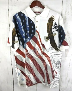 VERANO AMERICANO Polo Mangas Cortas Mediana Bandera Patriótica Camisa Águila Fuerza Aérea M - Imagen 1 de 6