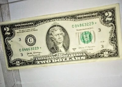 2 Dollar Bill Circulated Star Note 2017a C 04863229* - Image 1 of 2