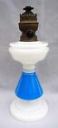 Saint Louis French Blue Pate De Riz  White Opaline Glass Oil Lamp Matador 1850