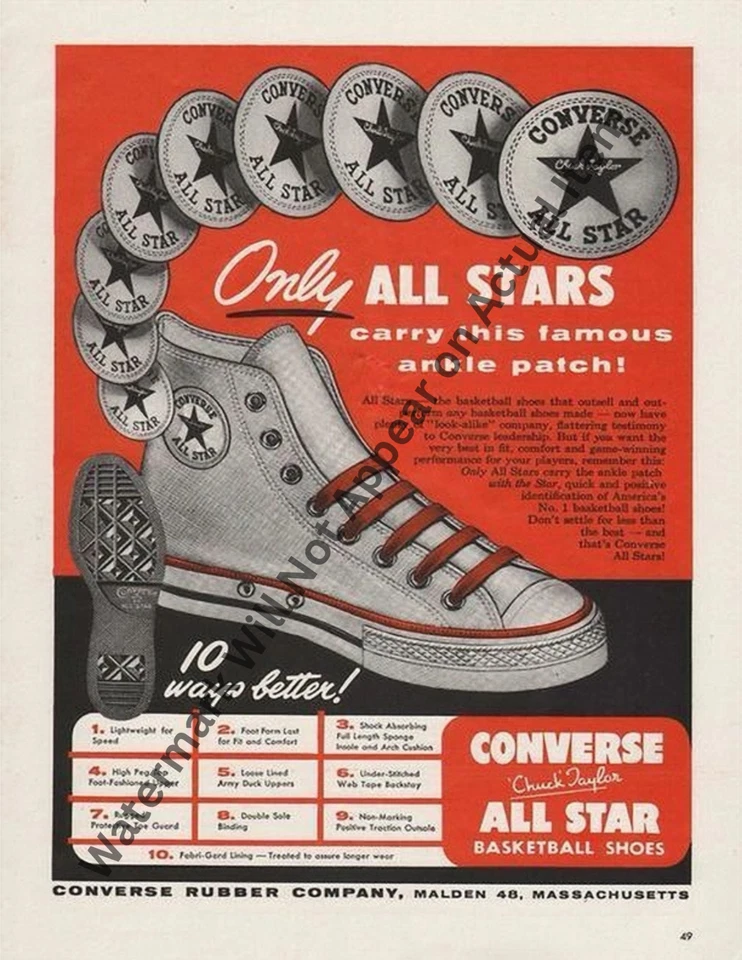 Converse All-Stars Vintage Shoe Ad Brochure Vintage Photograph Print 8.5x11" - Image 1 of 1