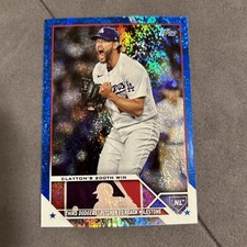 Clayton Kershaw 2023 Topps Update Series 200th Win Blue Foil 777/999 Dodgers