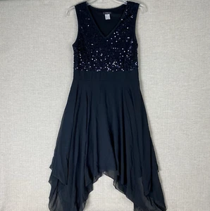 Vestido Venus Para Mujer 6 Negro Lentejuelas Tanque Pañuelo Dobladillo Swiftie Glam Gatsby - Imagen 1 de 12