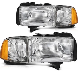 Pair Headlights Assembly Left+Right For 1994-2002 Dodge Ram 1500 2500 3500 - Picture 1 of 8