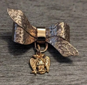 Cinta/Arco Tono Dorado con Doble Águila Masónica 32º Grado Emblema Solapa Pin - Imagen 1 de 4