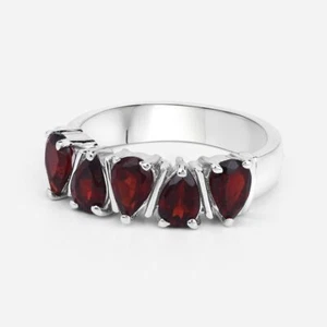 2.24 Ct Garnet Prong Ring 925 Solid Sterling Silver - Picture 1 of 7