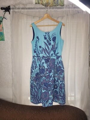 Vestido Lands' End para mujer talla 10 azul resplandor floral cachemira funda midi Foto 1 de 4