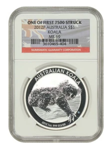 Australia: 2012P $1 Silver Koala NGC MS69 (1 of First 7500 Struck) - Other - Picture 1 of 2