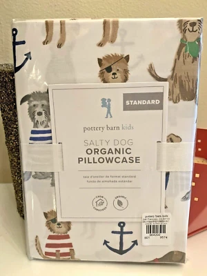 Pottery Barn PILLOWCASE Salty Dog Holiday Christmas Bones Halloween party kid . - Image 1 of 4