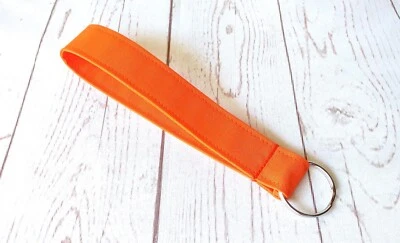 Handmade Wrist Strap Keychain Key Fob Zipper Pull Hunter Orange  1" x 6.5" Gift - Image 1 of 2
