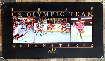 VINTAGE POSTER 1988 US WINTER OLYMPIC TEAM 36" X 20" - Image 1 of 3