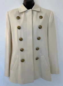 Neiman Marcus 100% Wool Women Double Breasted Vintage Blazer Suit Coat Military - Picture 1 of 12