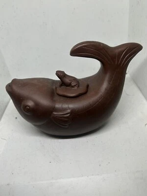 Chinese Yixing Zisha Clay Teapot KOI FISH Signed/marked - Image 1 of 4