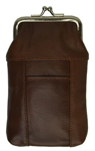 Genuine Leather Holder Lighter Pocket Clasp Open Soft Cigarette Case New - Picture 1 of 22