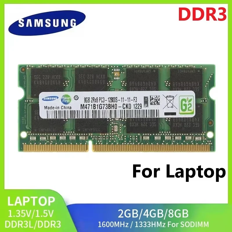 SAMSUNG DDR3 DDR3L Memoria Ram SODIMM RAM per Laptop 8GB 4GB 2GB 1333 1600Mhz 18 - Immagine 1 di 4