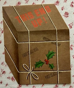 Vintage Mid Century UNBENUTZT Weihnachten Pop-Up Dackel Paket Grußkarte - Bild 1 von 5