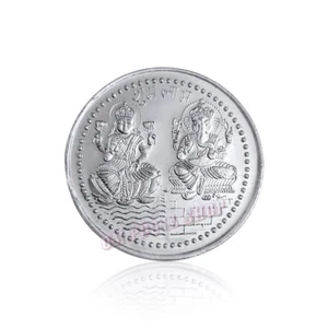 Moneda Lakshmi Ganesh en plata pura 999 buena suerte dios hindú sello Ompoojashop - Imagen 1 de 3