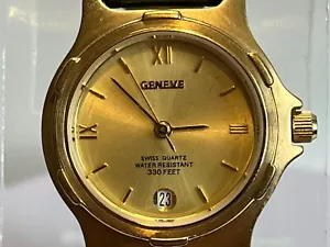 Vintage Swiss GOLD GENEVE quartz Auto date Preowned Superb Condition - Picture 1 of 7