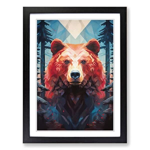 Bear Geometric No.2 Framed Canvas Wall Art Print Poster Picture, Home Decor - Picture 1 of 8