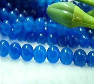 5pcs New 8mm Sri Lanka blue jade Round Loose Gemstone Beads 15" - Picture 1 of 1
