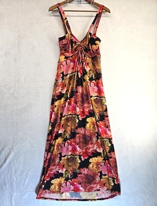 Vtg Y2K Babydoll Maxi Dress Womens Large Sunflower Jonathan Martin Boho Coastal - Picture 1 of 13