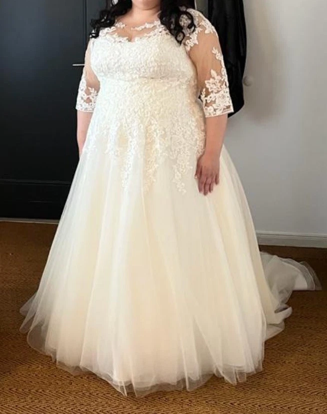 ** Brautkleid ** A-Linie ** Ivory ** Creme ** Marke Très Chic ** Größe 54/56 ** - Bild 1 von 4