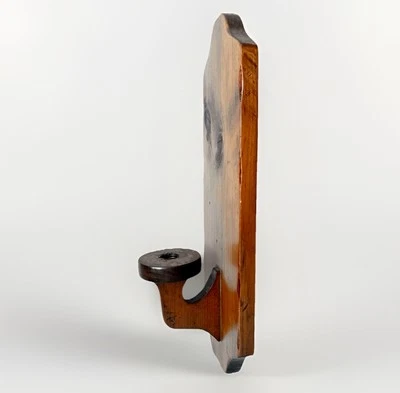 Aplique de pared de madera vintage candelabro MCM rústico decoración de granja cono 16" Foto 1 de 4