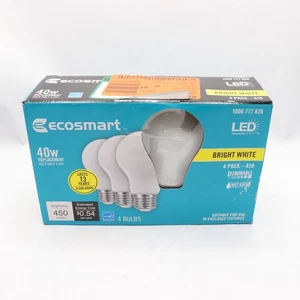(4-Pk) EcoSmart LED Light Bulb Dimmable Frosted Filament Glass 40W 100677782 - Picture 1 of 4