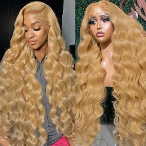 27 Honey Blonde Wig Human Hair 13x6 Hd Lace Frontal Wig 250 Density 13x4 Honey - Picture 1 of 13