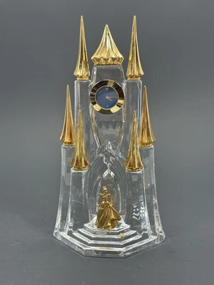 Винтажный FRANKLIN новом Disney Золушка 24k золото покрытием кристалл замок часы работает - Изображение 1 из 4