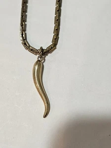 Sarah Coventry goldfarbene Kette & Horn Anhänger Halskette 9" - Bild 1 von 5