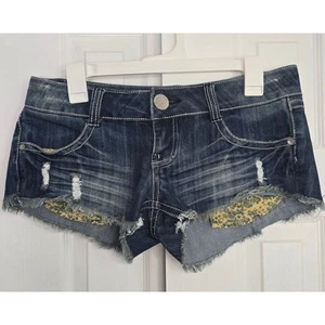 Almost Famous Y2K Low Rise Mini Distressed Shorts- Size 7 - Picture 1 of 4