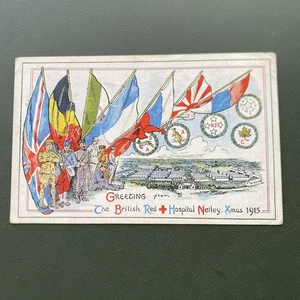 WW1 Postcard, Greetings From The British Red Cross Hospital, Netley, Xmas, 1915 - Picture 1 of 4