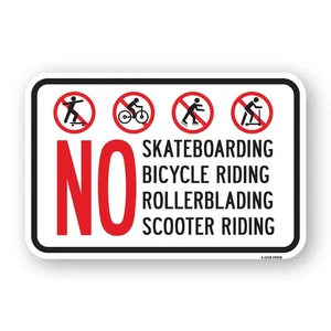 No Skateboarding No Bicycle Riding No Rollerbla Heavy Gauge Metal Parking Sign - Picture 1 of 10