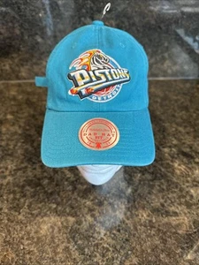 Detroit Pistons Hat Teal Retro Dad Hat Mitchell & Ness Adjustable - Picture 1 of 5